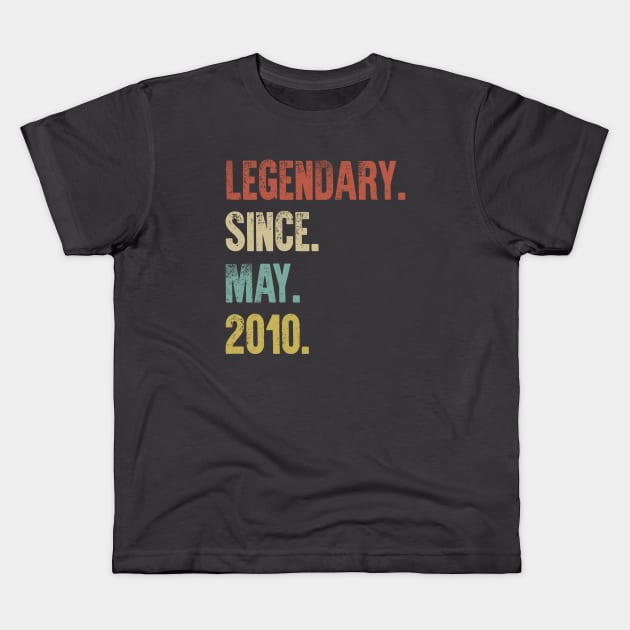 Retro Vintage 50th Birthday Legendary Since May 2010 Kids T-Shirt by DutchTees